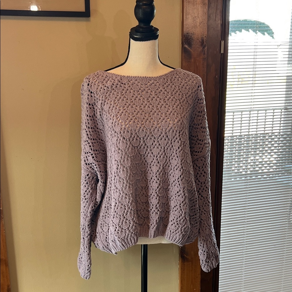 Coldwater Creek Lilac Open-Knit Sweater